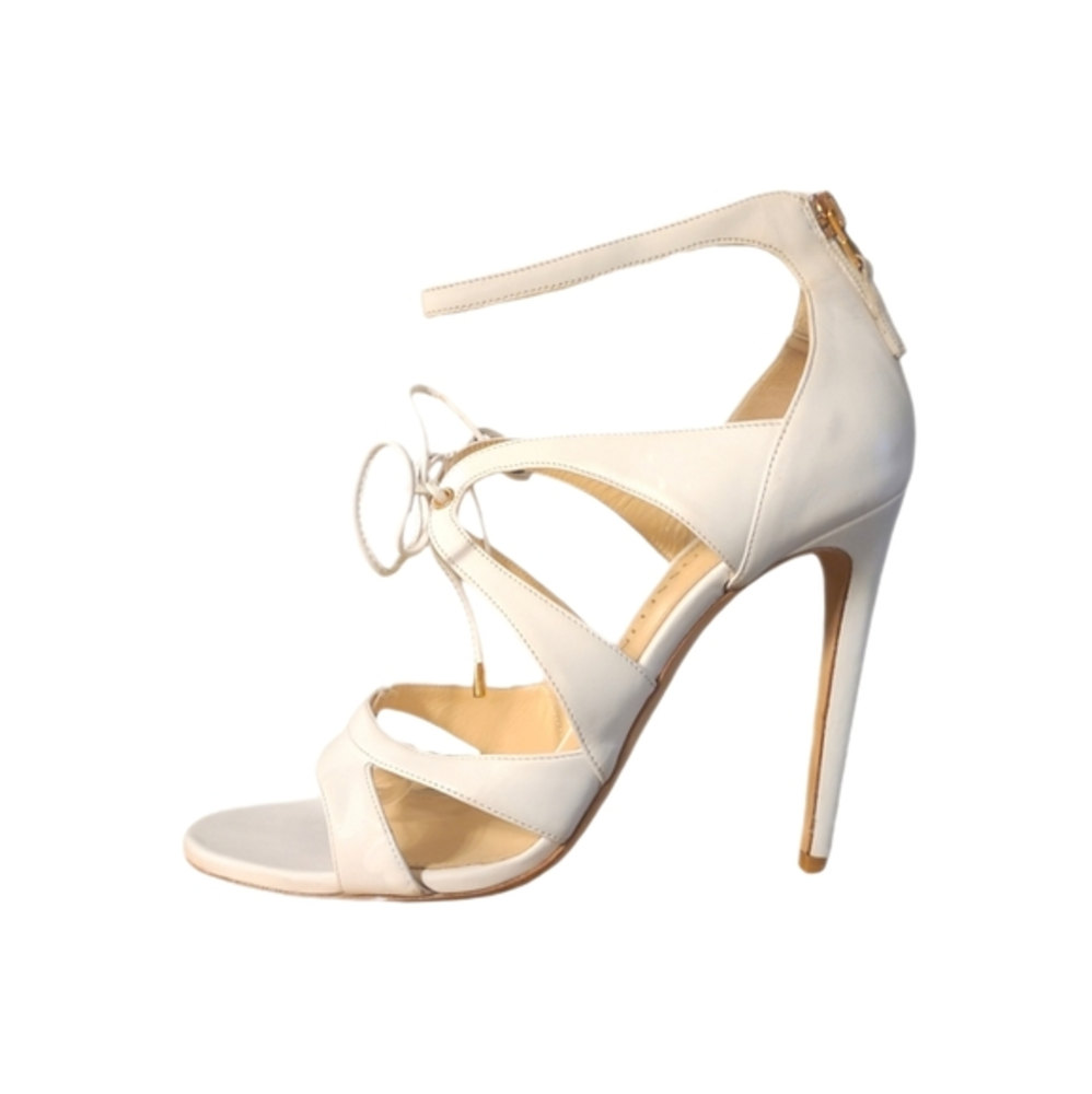 CHLOE GOSSELIN | White Leather Heeled Lace-Up Sandals in Size EU 40‎ / US 9.5